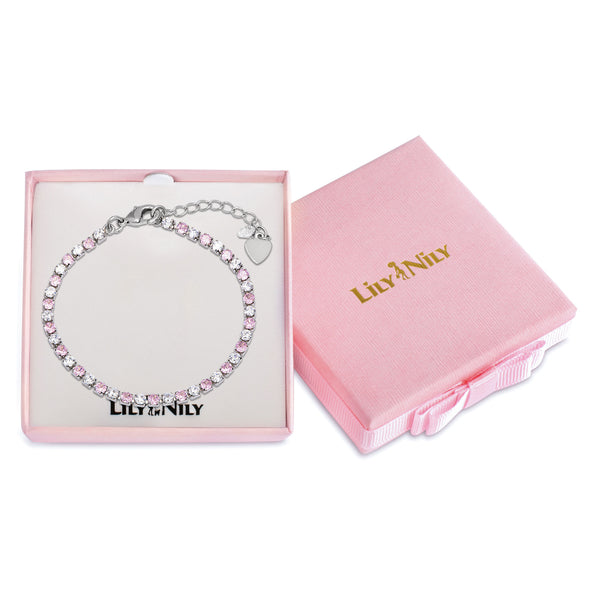 CZ Tennis Bracelet (Pink/White)