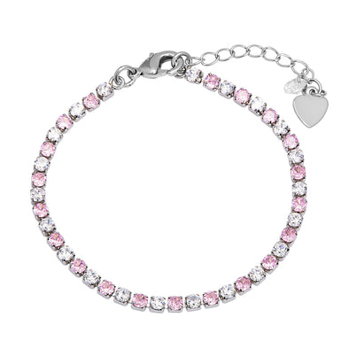 CZ Tennis Bracelet (Pink/White)