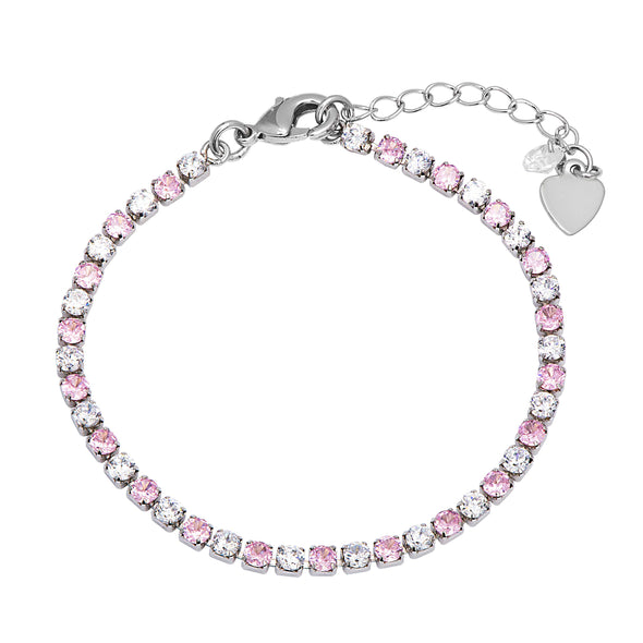 CZ Tennis Bracelet (Pink/White)