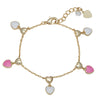 Double Heart Charm Bracelet (Pink/White)