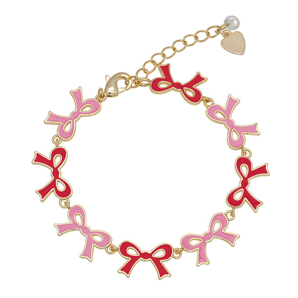 Flat Bow Bracelet (Pink/Red)