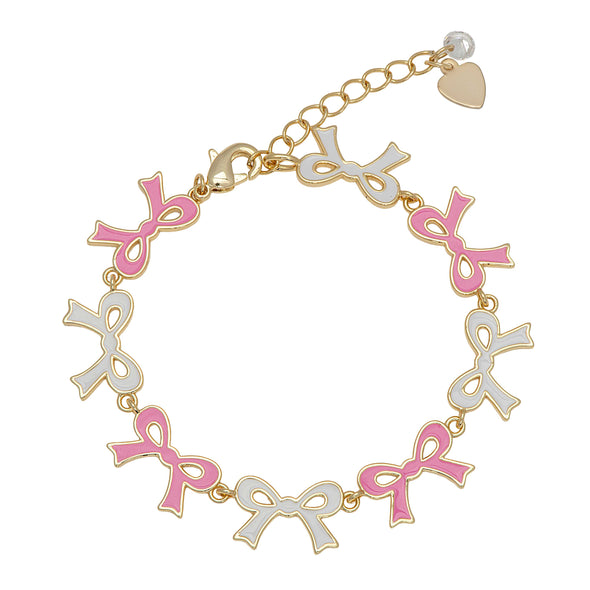 Flat Bow Bracelet (Pink/White)