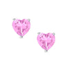 Heart CZ Stud Earrings in Sterling Silver (Pink)