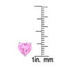 Heart CZ Stud Earrings in Sterling Silver (Pink)