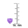 Heart CZ Stud Earrings in Sterling Silver (Purple)