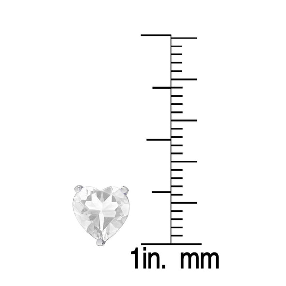 Heart CZ Stud Earrings in Sterling Silver