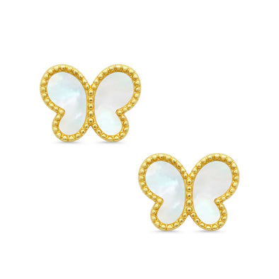 Mother of Pearl Butterfly Stud Earrings