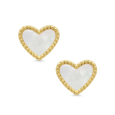 Mother of Pearl Heart Stud Earrings