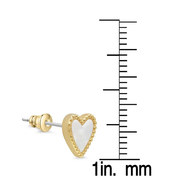Mother of Pearl Heart Stud Earrings