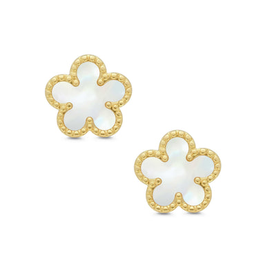 Mother of Pearl Flower Stud Earrings