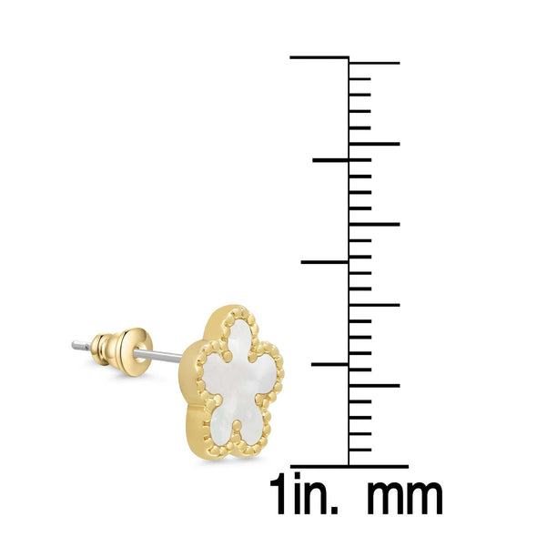 Mother of Pearl Flower Stud Earrings