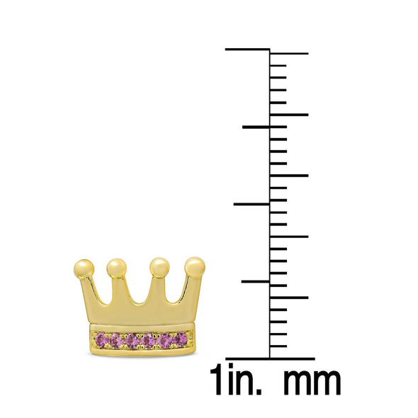 Pink CZ Crown Stud Earrings