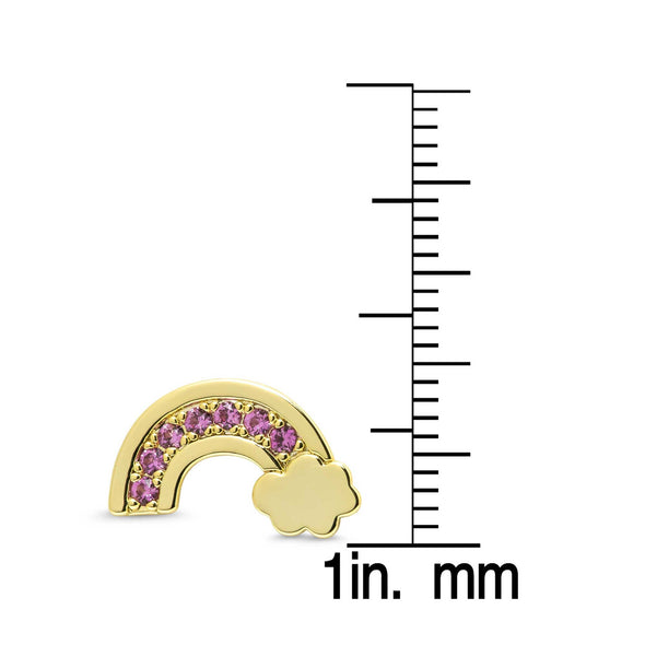 Pink CZ Rainbow Stud Earrings