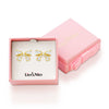 Bow Stud Earrings with Crystals (White)