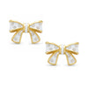 Bow Stud Earrings with Crystals (White)