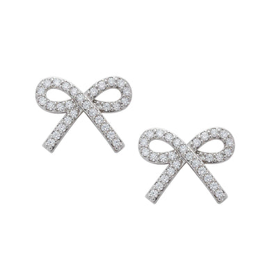 CZ Bow Stud Earrings