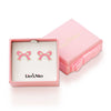 Flat Bow Stud Earrings (Pink)