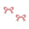 Flat Bow Stud Earrings (Pink)