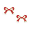 Flat Bow Stud Earrings (Red)