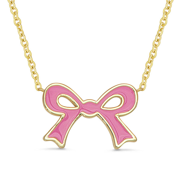 Flat Bow Necklace (Pink)