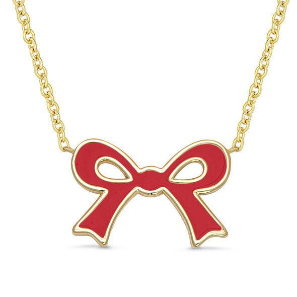 Flat Bow Necklace (Red)