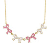 Flat Bow Link Necklace (Pink/White)