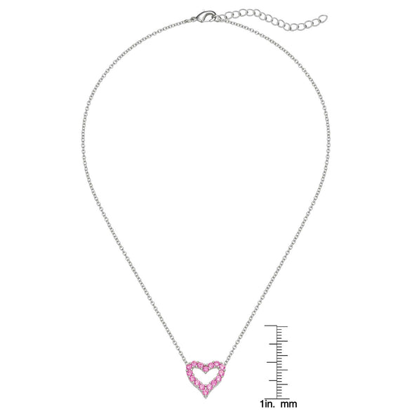 Open Heart CZ Necklace (Pink)