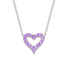 Open Heart CZ Necklace (Purple)