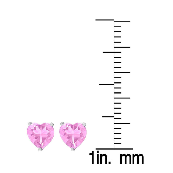 Heart CZ Stud Earrings Set in Sterling Silver (Pink/Lavender)