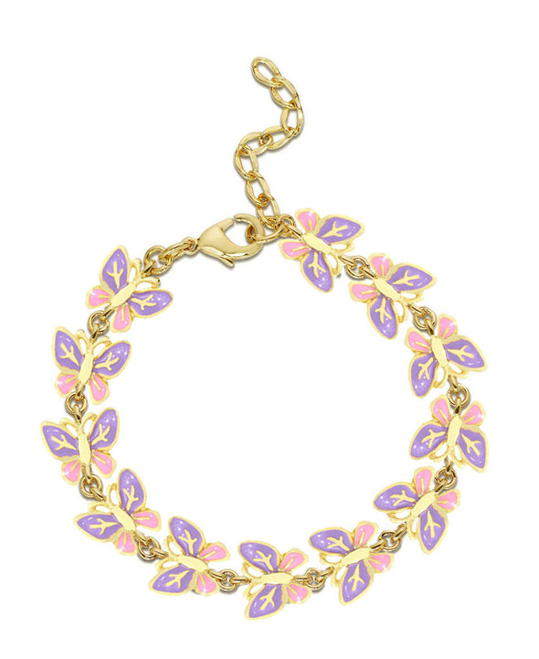 Butterfly Link Bracelet (Pink & Purple)