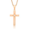 Cross Necklace with CZ - Rose