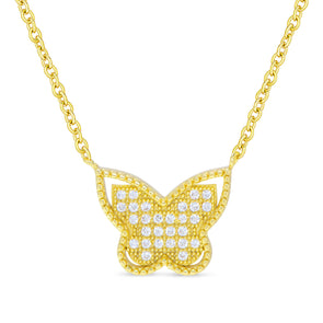 CZ Butterfly Necklace in 18k Gold over Sterling Silver