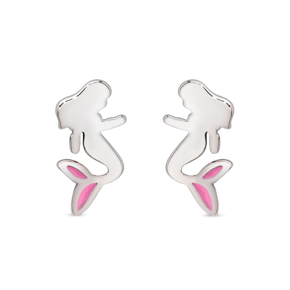 Mermaid Stud Earrings in Sterling Silver