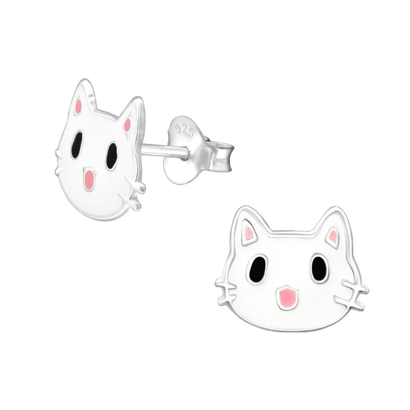 Cat Stud Earrings in Sterling Silver