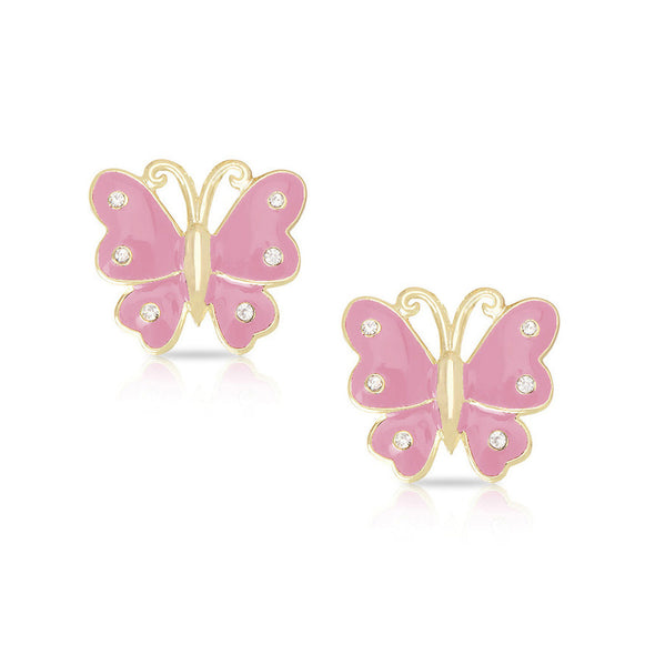 Butterfly Stud Earrings with Crystals