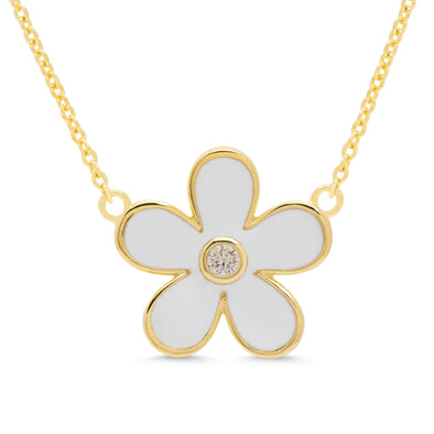 Flower CZ Pendant - White