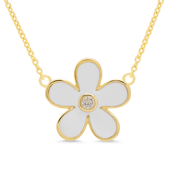 Flower CZ Pendant - White