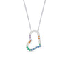 Rainbow CZ Sideways Heart Necklace