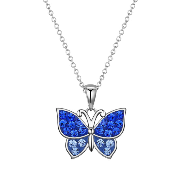 Crystal Butterfly Necklace - Blue