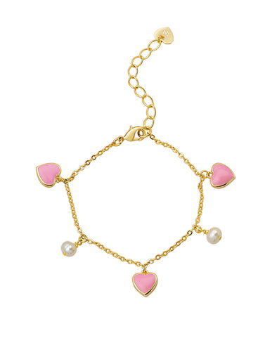 Hearts and Pearls Charm Bracelet