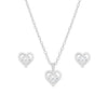 CZ Heart Stud and Necklace Set in Sterling Silver